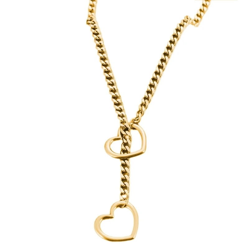 Heart O-Ring Punk Rock Cuban Long Necklace